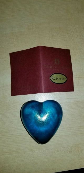 Robert Held Studio Art Glass Heart Iridescent Paperweight Hand Canada Signed