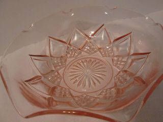 Vtg Pink Depression Glass Diamond Arches Large 9 " Crimped Fruit Bowl Hazel Atlas