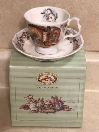 Royal Doulton Brambly Hedge Series " Winter " Porcelain Tea Cup & Saucer Bnib