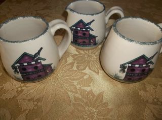 Home And Garden Party " Feed Store Birdhouse " Creamer And Two Tea/coffee Mugs