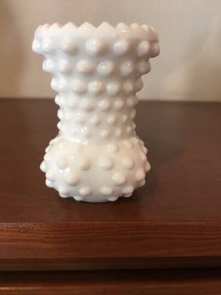 Vintage Mini Fenton Hobnail Milk Glass Vase Tiny Made In Usa 2” Cute