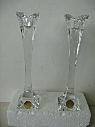 Set Of 2 Nachtmann Bleikristall Lead Crystal Tall Taper Candle Holders Germany