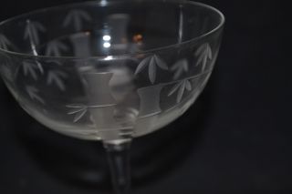 Noritake Sasaki Crystal Etched Bamboo GLASS Set of 2 Champagne 2