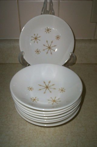 8 Star Glow Berry/fruit/dessert Bowls By Royal China Atomic Space Age 5 1/2