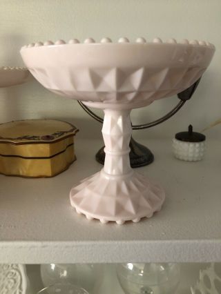 Pink Milk Glass Pedestal Candy Dish
