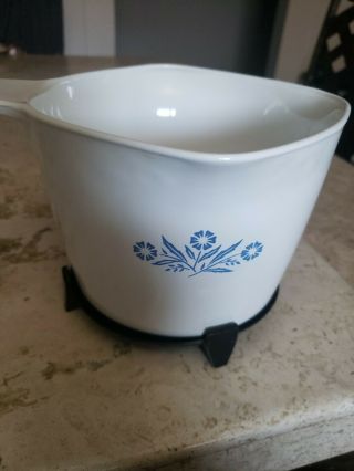 Corning Ware Blue Cornflower Measuring Bowl Sauce Maker 1 Qt.  32 Oz With Stand