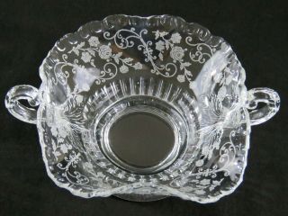 Cambridge Glass ELAINE Elegant Etched Crystal 2 Handle Footed Candy Dish 2