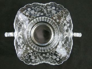 Cambridge Glass ELAINE Elegant Etched Crystal 2 Handle Footed Candy Dish 4