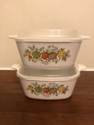 Vintage Corning Ware Spice Of Life Petite Pans P43 - B 2 3/4 Cup With Lids