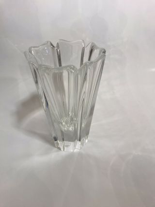 Orrefors Clear Scalloped Crystal Corona Mini Vase By Lans Hellsten