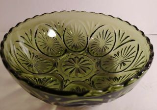 Medallion Star And Fan Emerald Green Glass Anchor Hocking Bowl Candy Nuts Dish