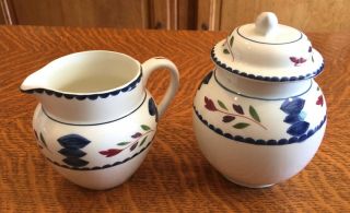 Adams China Ironstone Lancaster Creamer Pitcher And Sugar Bowl With Lid