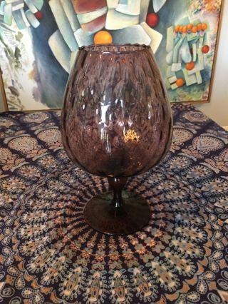 Amethyst Purple Murano Brandy Snifter Empoli Italian Glass Optic Vase 1960 