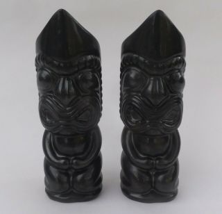 Vintage Mid Century Otagiri Ceramic Black Tiki Tumblers Omc Japan