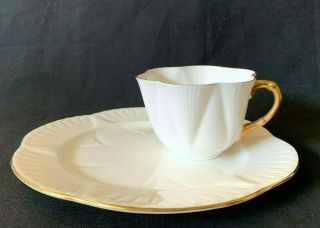 Vintage Shelley Regency Dainty Snack Set Plate And Cup Gold Trim 1 Of 4