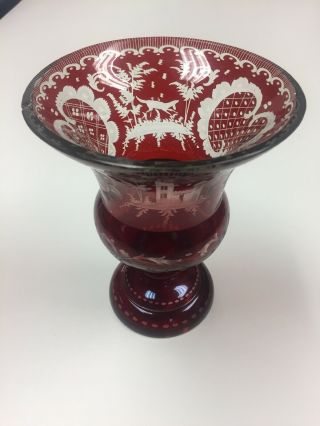 Egermann Czech Republic Bohemian Ruby Red 7” Vase