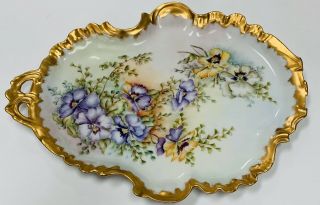 Antique Jean Pouyant Limoges Jpl France Hand Painted Floral Porcelain Dish