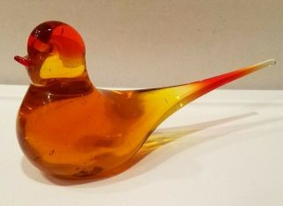 Vintage Orange Bird Dove Murano Hand Blown Art Glass Mid Century 1960s 2