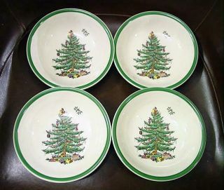 Set Of 4 Spode Christmas Tree Coupe Cereal Bowls 6 1/4 " S3324p Cond