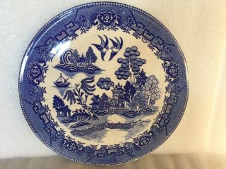 Vintage Moriyama Pottery Blue Willow Decorative Plate 11 7.  8 " Made In Japan