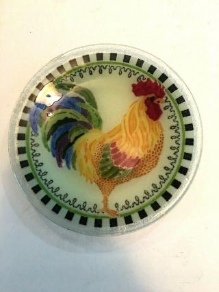 Rooster Plate Peggy Karr Fused Art Glass 7 1/2 " Round