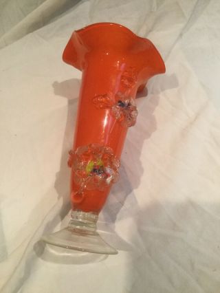 Murano Art Glass Orange Vase Fantastic Quality Vintage 1960/1970s