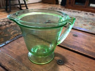 Vintage T&s Handi Maid Green Depression Glass Measuring Cup 16oz/ 2 Cup/1 Liter