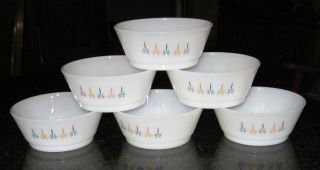 Set Of 6 Vintage Milk Glass Fire King Candle Glow Bowls 12
