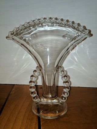 Vintage Imperial Glass Co.  Candlewick Fan Vase With Double Handles