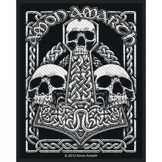 Official Licensed - Amon Amarth - Three Skulls Woven Sew - On Patch Metal Viking
