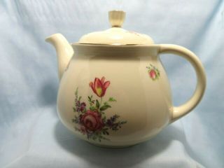 Vtg Homer Laughlin Priscilla Teapot Household Institute Gold Trim Flower Tea Pot