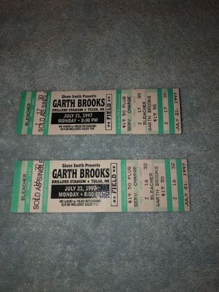 Garth Brooks Concert Tickets Drillers Stadium Tulsa,  Ok 1997