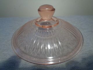 Anchor Hocking Pink Mayfair Open Rose Butter Dish Round Lid 5 3/4 "