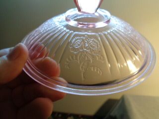 Anchor Hocking Pink Mayfair Open Rose Butter Dish Round Lid 5 3/4 