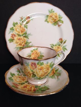 Vtg Royal Albert England " Tea Rose " Trio Tea Cup & Saucer & Plate