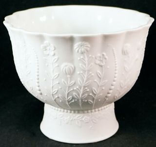 A K Kaiser W Germany White Porcelain Bisque Bowl / Vase M.  Frey Long Flowers 625