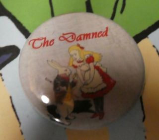 Rare 25mm Button Badge Punk Rock The Damned Rose Smash It Up White Rabbit