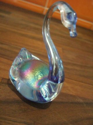 Collectable & Attractive Blue Glass Swan By Heron Glass