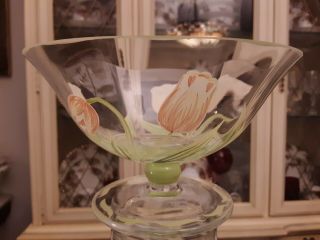 Princess House Cottage Tulip Crystal 5 - 1/2” Footed Bowl Or Compote W/label