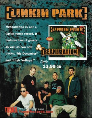Linkin Park 2002 Reanimation Remix Cd 8 X 11 Advertisement Chester Bennington
