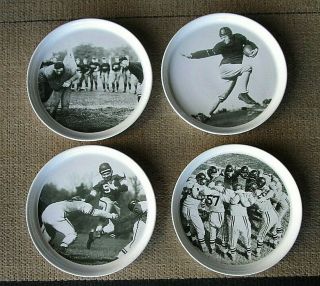 Pottery Barn Football Ceramic Plate Set Of 4