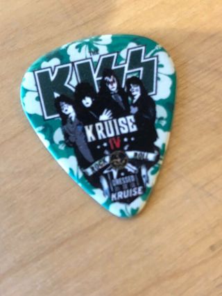 Kiss Kruise Iv 4 Guitar Pick Eric Singer Autographed 2014 Green Floral Rare Drum