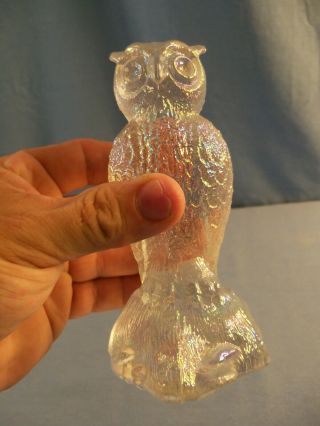 Westmoreland Owl on Stump or 1 Pound Owl Figurine - Clear Carnival Glass 2