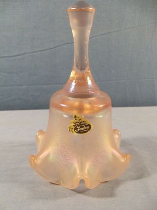 Fenton Pink Iridescent Stretch Glass Bell 75th Anniversary 2