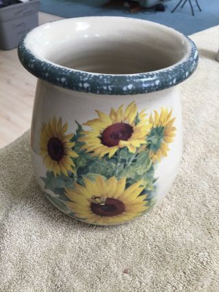 Home And Garden Party Sunflower Stoneware Canister Jar Vase - Usa Made