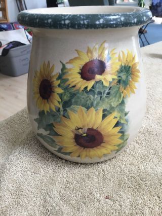 Home and Garden Party SUNFLOWER Stoneware Canister Jar Vase - USA Made 2