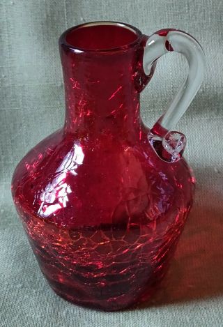 Small Red Creamer/pitcher Rainbow? Crackle Glass This One Is Perfect