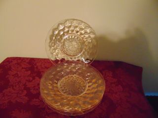 3 Jeanette Glass Pink Cube Cubist Depression Glass Plates / Saucers 5.  25 " 1 Clea