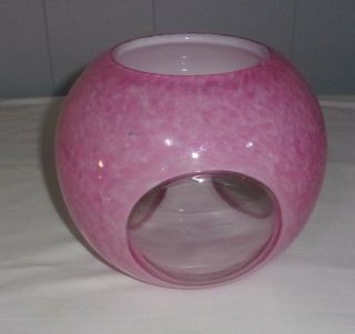 Pink Speckled & Clear Glass Globe Vase 7 " Tall