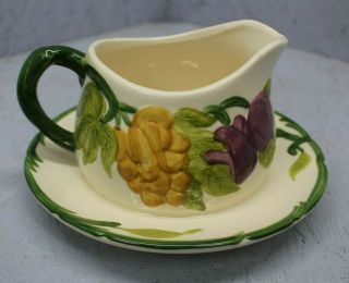 Franciscan Fresh Fruit Gravy Boat W/ Attached Under Plate - Made In Usa
